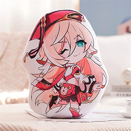 MOTAO Genshin Impact Plüsch Kissen Plüschkissen Hu Tao Xiao Klee Puppe Alle Charaktere Merch Doppelseitig Drucken Zierkissen Anime Cosplay Plüschpuppe Geschenk, 45x35 cm (Yanfei) von MOTAO