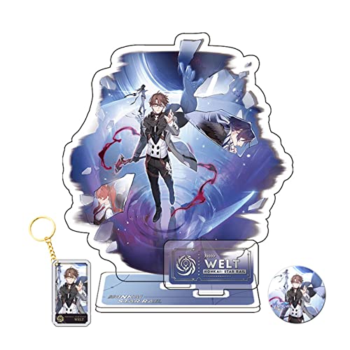 MOTAO Honkai Star Rail Double Layer Acrylic Stand Kafka Seele DanHeng Acryl Ständer Figur Keychain and Abzeichen, Star Rail Merch Gift Set for Fans, 15cm (Welt) von MOTAO