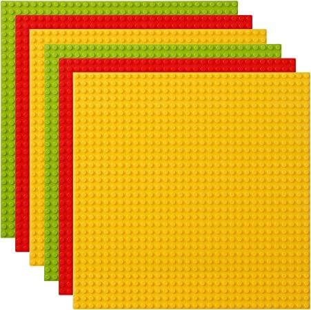 6-teiliges Module-Set, kompatibel mit den meisten Marken, 25,25 cm, fruchtgrüne, rote und gelbe Bodenplatten, kompatibel mit klassischen Legosteinen von MOTHAF