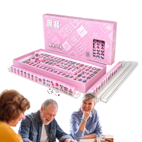 MOTHAF Kleines Mahjong-Set, tragbares Mahjong-Tischset,Mahjong-Brettspielset für Erwachsene und Familie - Tragbares chinesisches Mini-Mahjong-Set für Studentenwohnheim von MOTHAF