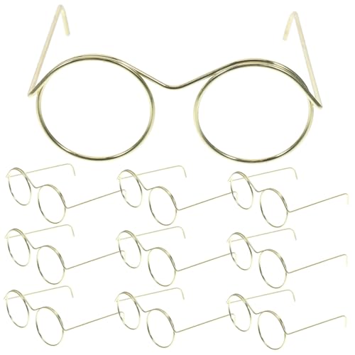 MOTHNUR 10St Mini-Brillenspielzeug Miniaturbrille Stahlpuppenbrille Mini -Puppenzubehör ferngläser kinderferngläser schnapsgläser Mini-Gläser zum Basteln Minibrille für Puppe Golden von MOTHNUR