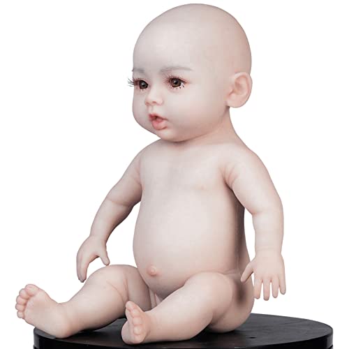 MOTLEYBEAN 18.5 Zoll Silikon Reborn Babypuppe realistische Ganzkörper Babypuppen aus weichem Silikon kein Vinyl lebensechte Puppen waschbar (Junge – kein Skelett – Keine Haare) von MOTLEYBEAN