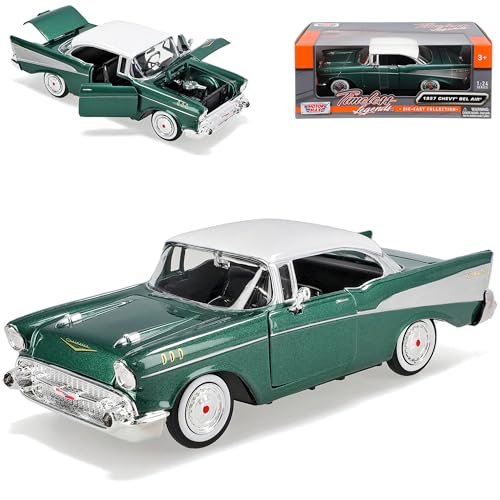 MOTORMAX Chevrolet Chevy Bel Air 1957 GrÜn Coupe Oldtimer 1/24 Modellauto Modell Auto von MOTORMAX