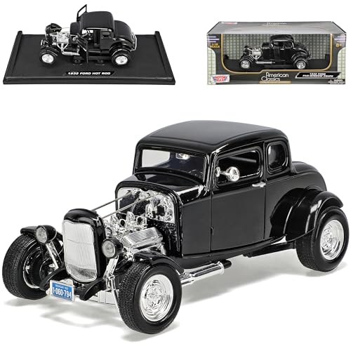 MOTORMAX Ford Coupe 1932 Schwarz Five Window Coupe Hot Rod Oldtimer 1/18 Modellauto Modell Auto von MOTORMAX