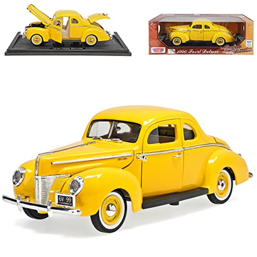 MOTORMAX Ford Deluxe Coupe Gelb 1940 Hot Rod Oldtimer 1/18 Modellauto Modell Auto von MOTORMAX