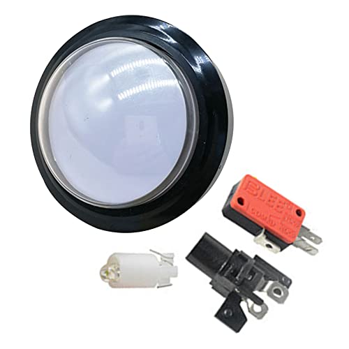 MOUDOAUER Ersatz-Taste mit LED-Licht für Spielekonsolen, 60 mm, konvex, rund, beleuchtet, LED-Druckknopf mit Mikroschalter, Gaming-Geräteteile, Zubehör von MOUDOAUER