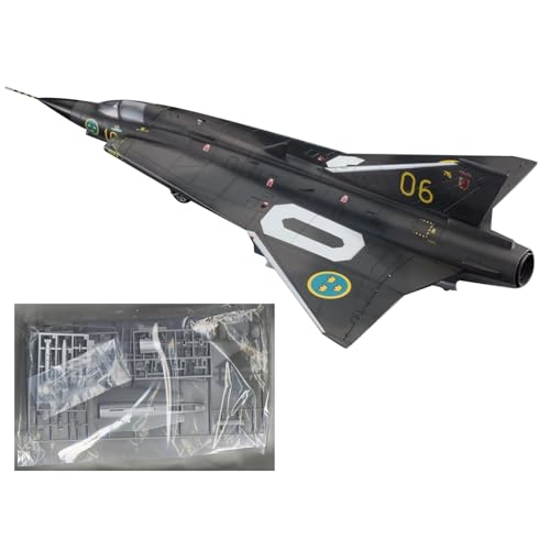 MOUDOAUER Schwedische Luftwaffe J35F Draken Interceptor-Modell im Maßstab 1:72, Legierungsmodell, Kunststoff, Flugzeugmodell für Sammlung (zerlegtes Set) von MOUDOAUER