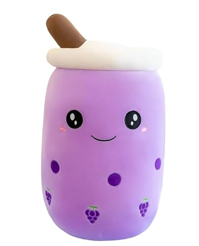 MOUKENG Plush Toy 35 cm, Cartoon Plush Back Cushion, Soft Lifelike Bubble Pearl Milk Tea Cuddly Cushion, Creative Gift Filled for Children Girls Boys, brown/pink/purple von MOUKENG