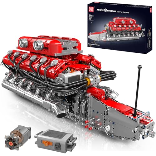 Mould King 10169 Technik V12 Motor Bausteine Spielzeug Modell, 3472 Teile Motor Bausatz Klemmbausteine Modell Auto Engine Kit Enthält Motor und Batteriekasten als Spielzeug/Geschenk/Sammlerstücke von Mould King