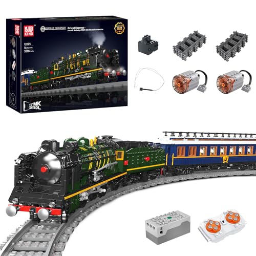 Mould King 12025 Technik Dampfzug Klemmbausteine Set, Lokomotive SNCF 231 Orient Express Ferngesteuerte Eisenbahn Zug, mit LED Beleuchtung Bausteine Spielzeug Set für Erwachsene und Kinder(3898 Stück) von MOULD KING