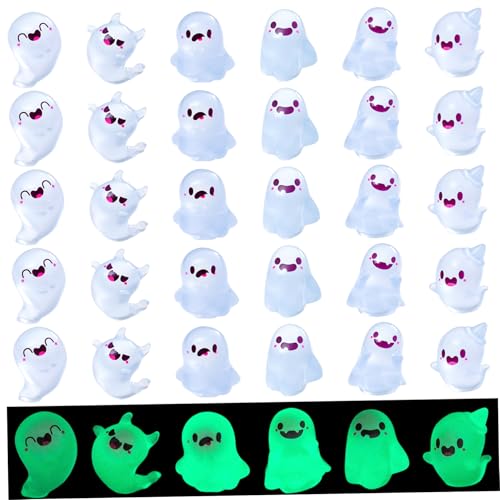 30 Stück Mini-Geisterfiguren, 6 Stile, im Dunkeln leuchtende Halloween-Minifiguren, Harz, winzige Harzfiguren für Mikrolandschaften, Feengärten, Puppenhäuser, Heimdekoration, Halloween 30 Stück Mini-Geisterfiguren, 6 Stile, im Dunkeln leuchtende Halloween-Minifiguren, Harz, winzige Harzfiguren für Mikrolandschaften, Feengärten, Puppenhäuser, Heimdekoration, Halloween von MOUNTTU