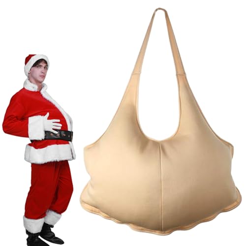 Fetter Anzug, gefälschte gepolsterte Bauch -Weihnachtsmann -Anzug, einstellbares Weihnachtsmann Kostüm mit Elastizitätsband, Zipper Santa Kostüm für Männer Weihnachts -Cosplay -Requisite, Khaki von MOUNTTU