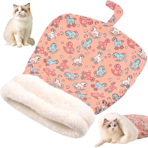 Katzenschlafsack, 360° umwickelt, weicher, warmer Katzen-Winterschlafsack, abgedeckter Katzensack, waschbar, Cartoon-süßes Katzenbett für kleine, mittelgroße und große Katzen, Katzensack, Katzenhöhle, von MOUNTTU