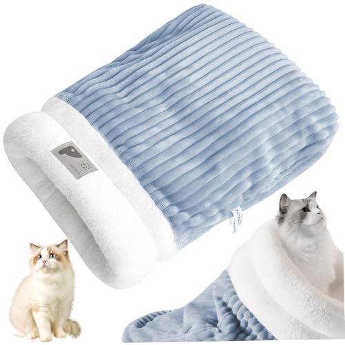 Katzenschlafsack, weicher, warmer Katzen-Winterschlafsack, 360° umwickelter Katzensack, waschbar, süßes Katzenbett für bis zu 5 kg Katzen, Katzensack, Katzenhöhle, süßes Katzenbett, Katzen-Winterschla von MOUNTTU