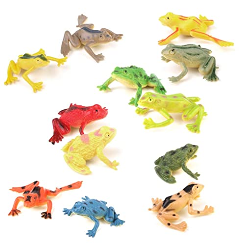 MOUNTTU 12 PCs Kunststoff Froschmodell Set Bunte Simulation Frosch Mini -Bildungsfrosch -Tierspielzeug für Kinder, Kinder von MOUNTTU