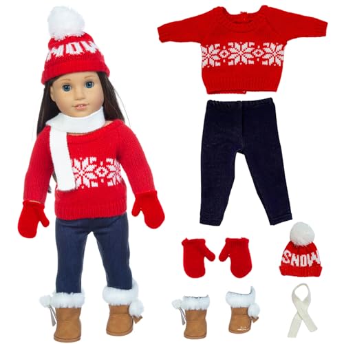 MOUNTTU 18 -Zoll -Puppenkleidung, Weihnachtspullover Puppenkleidung für 18 Zoll Puppen, süße 18 -Zoll -Puppenkleidung und Accessoires, Kinder Weihnachtsferien, Keine Puppe, Schneeflocke von MOUNTTU