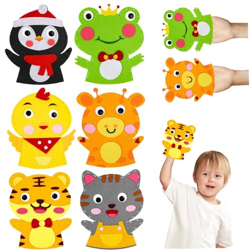 MOUNTTU 6pcs Handpuppen Bunte Handpuppen für Kinder im Alter von 4 bis 8 emotional und sensorisch Spielzeug Little Animal Puppet für Geschichtenerzählen Unterricht Vorschulshow Geburtstagsgeschenke von MOUNTTU