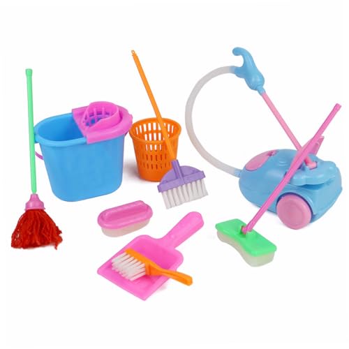 MOUNTTU 9pcs/Set Kids Cleaning Toy Set Plastik für Kleinkind -Reinigung Spielzeug Mini Broom Mopp -Staubsauger -Reinigungswerkzeuge für das Spielen von Babypuppenzubehör für Mädchen & Jungen von MOUNTTU