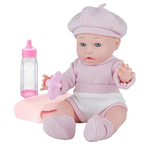 MOUNTTU Babypuppen-Set, 12 Zoll, realistische weiche Babypuppe mit Schnuller & Babyflasche & Kleiner Steppdecke, waschbar, lehrreich für Kinder, weiche Puppen, realistische Puppen, Mädchen MOUNTTU Babypuppen-Set, 12 Zoll, realistische weiche Babypuppe mit Schnuller & Babyflasche & Kleiner Steppdecke, waschbar, lehrreich für Kinder, weiche Puppen, realistische Puppen, Mädchen von MOUNTTU