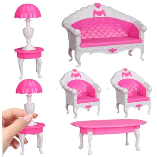 MOUNTTU Dollhouse Möbel Set 6PCS/Set Plastik Miniaturpuppenhaus Couch Klassiker süßes Miniaturmöbel DIY Dollhouse Accessoires für Dollhouse Wohnzimmer Schlafzimmer von MOUNTTU