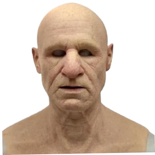 MOUNTTU Halloween Old Man Mask Horror Realistische Gesichtsmaske atmungsaktive weiche Latexmaske für Halloween -Cosplay -Kostüm, Maskerade, Streiche, Stil 2 von MOUNTTU