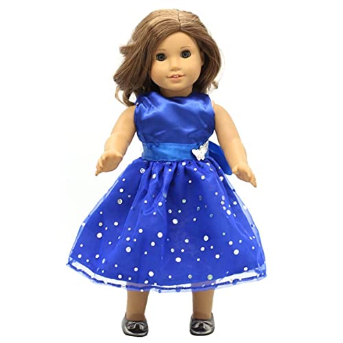 MOUNTTU Kleider, 18 -Zoll -Mode -Pailletten ärmellose Partykleid exquisites süßes Kleid für Mädchen Puppen Blau von MOUNTTU