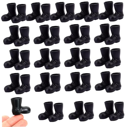 MOUNTTU Mini -Schuhe 20 Paar 1:12 Skala Simulierte Mini Santa Boots Schwarze Puppenschuhe für Dollhouse Weihnachtsdekorationen, Kunsthandwerk, Mikrolandschaft von MOUNTTU