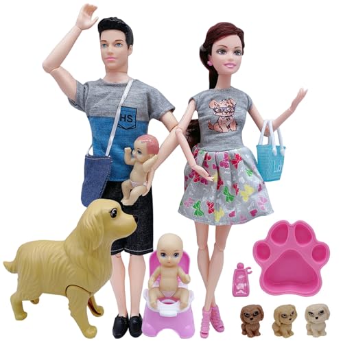 MOUNTTU Puppenhausfamilie, Schwangere Puppe mit Baby & Papa & Haustier, Nachahmendes sicheres Kinderspielzeug für Kinder Geschenk Puppenhausfamilie MOUNTTU Puppenhausfamilie, Schwangere Puppe mit Baby & Papa & Haustier, Nachahmendes sicheres Kinderspielzeug für Kinder Geschenk Puppenhausfamilie von MOUNTTU