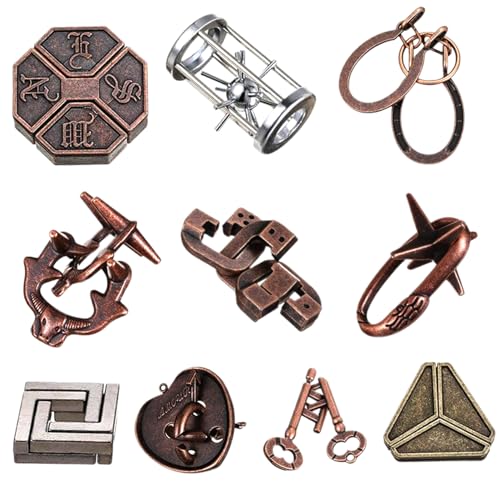 Twin Key Lock -Puzzle, 10pcs klassisches Metall -Lock -Puzzle, traditionelle Hirnteaser -Rätsel für Puzzlespiele, Schaltsperrsperr -Hirnteaser -Spielzeuggeschenke für Erwachsene und Kinder von MOUNTTU