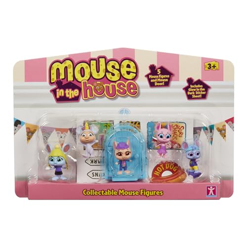 MOUSE IN THE HOUSE, GIOCHI PREZIOSI, 5 Figuren, Mäuse, mit Zaubertür, Zubehör, Sticker, die im Dunkeln leuchten, Modell 2, Spielzeug für Kinder ab 3 Jahren, GIOCHI PREZIOSI, MUN032 von MOUSE IN THE HOUSE