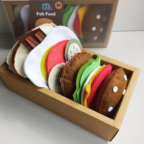 Felt Food Spielzeug Set, 13-teiliges Hamburger und Sandwich Set, Filz Lebensmittel Rollenspiel für Kinder ab 3 Jahre, mit Brot, Gemüse und Fleisch Felt Food Spielzeug Set, 13-teiliges Hamburger und Sandwich Set, Filz Lebensmittel Rollenspiel für Kinder ab 3 Jahre, mit Brot, Gemüse und Fleisch von MOVEBO