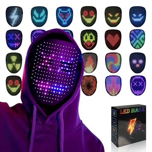 MOYACA LED-Maske mit Gestenerkennung, LED-beleuchtete Gesichtstransformationsmaske für Kostüm, Cosplay, Party, Maskerade Drinnen und draußen von MOYACA