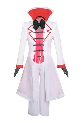 MOYGOR Lucifer Morningstar Cosplay Kostüm Hazbin Hotel Kostüm Vempire Weiß Uniform Set Halloween Karneval Anzug für Unisex Erwachsene von MOYGOR