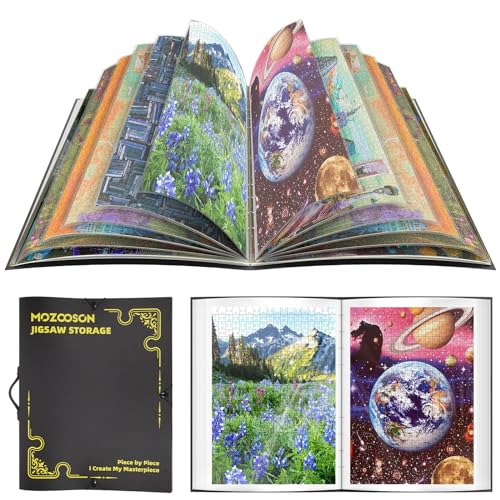 MOZOOSON Puzzle Aufbewahrung, Puzzle Organizer für 1000 Teile Zubehör Tragbar mit 25 Taschen, Größere Speicherkapazität, staubdichtes und schützendes (Schwarz) von MOZOOSON