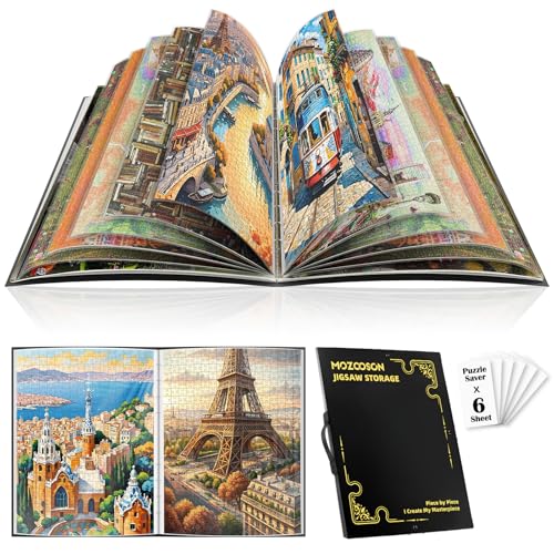 MOZOOSON Puzzle Aufbewahrung, Puzzlemappe für 1500 Teile Zubehör Tragbar mit 25 Taschen(50 Puzzles), Größere Speicherkapazität, Staubdichtes und Schützendes MOZOOSON Puzzle Aufbewahrung, Puzzlemappe für 1500 Teile Zubehör Tragbar mit 25 Taschen(50 Puzzles), Größere Speicherkapazität, Staubdichtes und Schützendes von MOZOOSON