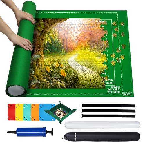 MOZOOSON Puzzlematte, Puzzle Matte Roll Up für 2000 1000 Teile Jigsaw , Puzzelteppich Mat Aufbewahrung 1500 Pad, 6PCS Sortierer von MOZOOSON