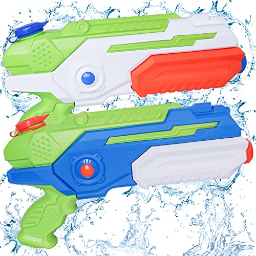 MOZOOSON Wasserpistole mit großer Reichweite, 2X 1000ml Wasserpistolen Groß 8-10 Meter Super Wasser Soaker Wasserspritzpistole für Erwachsene Kinder Outdoor Garten Spielzeug im Sommer von MOZOOSON