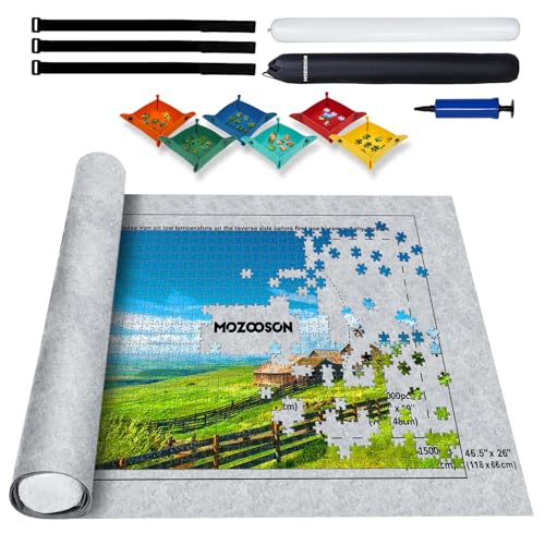 Puzzle Matte, Puzzlematte für Puzzles mit bis zu 500 1000 1500 Teilen, Puzzleunterlage zum Rollen, Praktisches Puzzle Zubehör zur Aufbewahrung von Puzzles von MOZOOSON