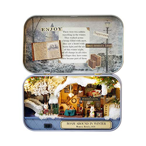 MOZUO DIY Miniatur Vintage handgemachte dekorative Box mit kleinem Notizbuch, geeignet für Freizeitaktivitäten zu Hause (Winter Wandering) von MOZUO