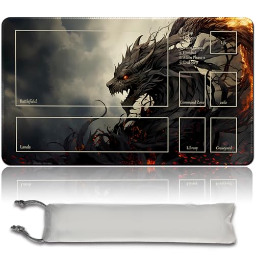 Brettspiel MTG Playmat + Freie wasserdichte Tasche, Genähte Kanten,Card Enthusiasten TCG Playmat Mouse Pad MTG Spielmatten Mit Zonen (Original Playmat) (with Zone,Black Phyrexian Obliterator) von MPLR BOARD GAME