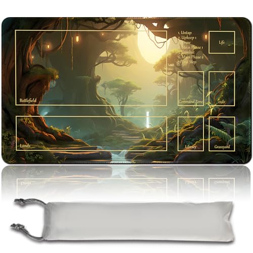 Brettspiel MTG Playmat + Freie wasserdichte Tasche, Genähte Kanten,Card Enthusiasten TCG Playmat Mouse Pad MTG Spielmatten Mit Zonen (Original Playmat) (with Zone,Dragons of Tarkir Forest) von MPLR BOARD GAME