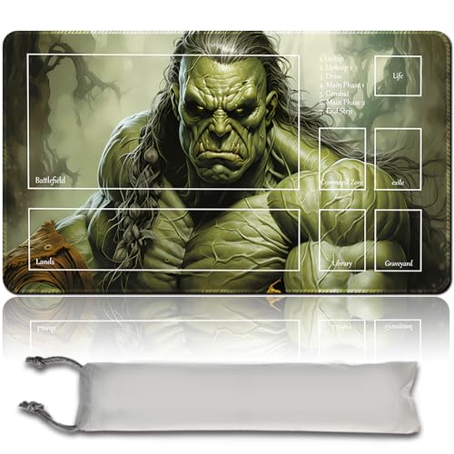 Brettspiel MTG Playmat + Freie wasserdichte Tasche, Genähte Kanten,Card Enthusiasten TCG Playmat Mouse Pad MTG Spielmatten Mit Zonen (Original Playmat) (with Zone,Erhnam Djinn) von MPLR BOARD GAME