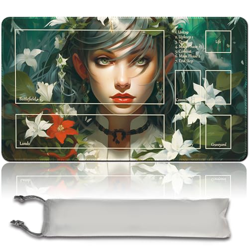 Brettspiel MTG Playmat + Freie wasserdichte Tasche, Genähte Kanten,Card Enthusiasten TCG Playmat Mouse Pad MTG Spielmatten Mit Zonen (Original Playmat) (with Zone,Mayael The Anima) von MPLR BOARD GAME