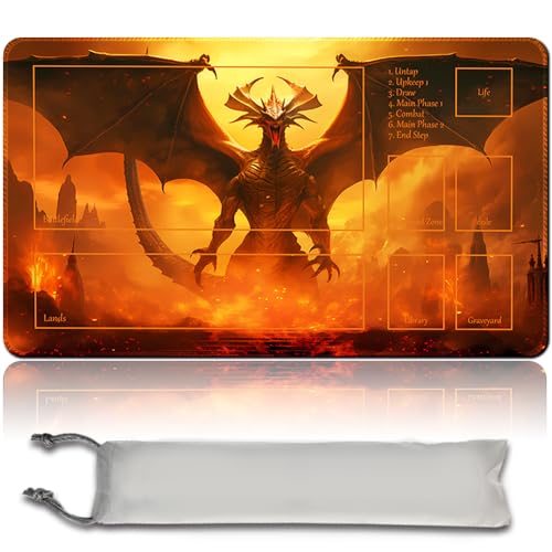 Brettspiel MTG Playmat + Freie wasserdichte Tasche, Genähte Kanten,Card Enthusiasten TCG Playmat Mouse Pad MTG Spielmatten Mit Zonen (Original Playmat) (with Zone,Nicol Bolas) von MPLR BOARD GAME