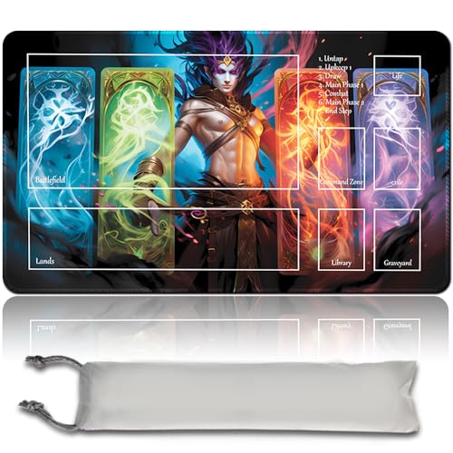 Brettspiel MTG Playmat + Freie wasserdichte Tasche, Genähte Kanten,Card Enthusiasten TCG Playmat Mouse Pad MTG Spielmatten Mit Zonen (Original Playmat) (with Zone,OKO,The Trickster) von MPLR BOARD GAME