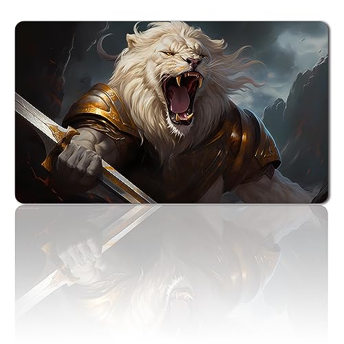 MPLR BOARD GAME Brettspiel MTG Spielmatten+Kostenlose wasserdichte Bag,Stitched Edges,Smooth Rubber Surface,MTG PlayMat with Zones(An Original Ajani, Strength of The Pride Playmat) (No Zone) von MPLR BOARD GAME