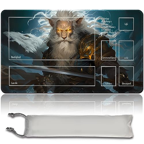 MPLR BOARD GAME Brettspiel MTG Spielmatten+Kostenlose wasserdichte Bag,Stitched Edges,Smooth Rubber Surface,MTG PlayMat with Zones(An Original Ajani Steadfast Playmat) (with Zone) von MPLR BOARD GAME