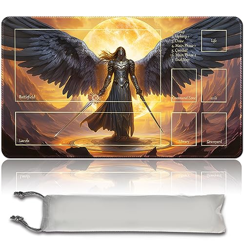 MPLR BOARD GAME Brettspiel MTG Spielmatten+Kostenlose wasserdichte Bag,Stitched Edges,Smooth Rubber Surface,MTG PlayMat with Zones(An Original Angel of Destiny Playmat) (with Zone) von MPLR BOARD GAME