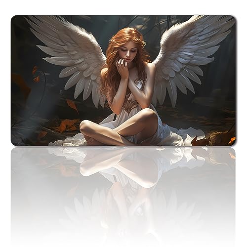 MPLR BOARD GAME Brettspiel MTG Spielmatten+Kostenlose wasserdichte Bag,Stitched Edges,Smooth Rubber Surface,MTG Playmat with Zones(An Original Angel of Flight Alabaster Playmat) (No Zone) von MPLR BOARD GAME