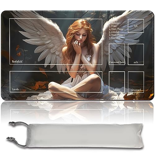 MPLR BOARD GAME Brettspiel MTG Spielmatten+Kostenlose wasserdichte Bag,Stitched Edges,Smooth Rubber Surface,MTG Playmat with Zones(An Original Angel of Flight Alabaster Playmat) (with Zone) von MPLR BOARD GAME